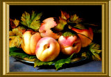 Piatto metallico con Pesche
